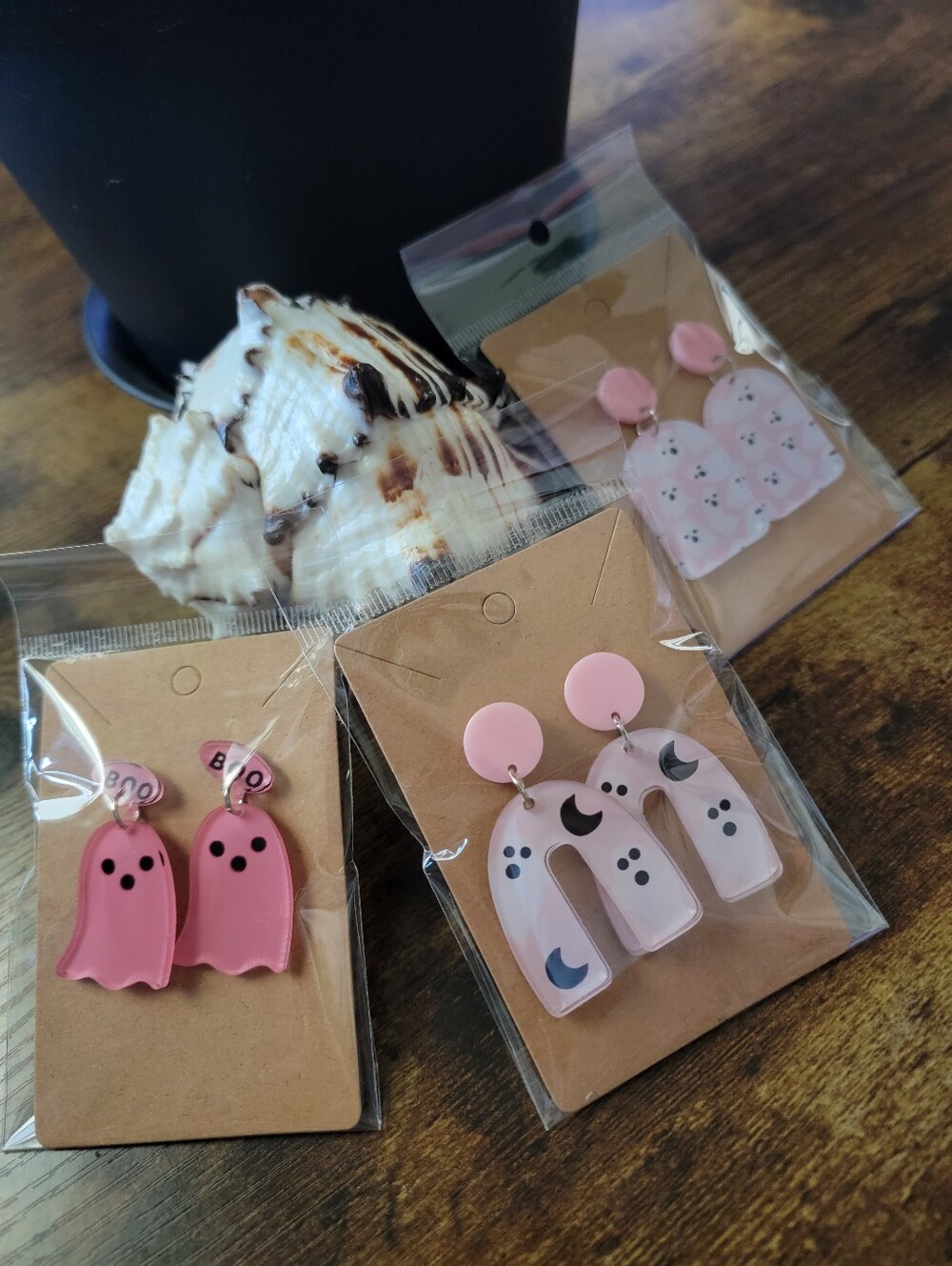 3pcs Pink Ghost Earrings - Cute Pink Dangle Earrings